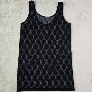Womens Reversible Chain Link Pattern Size L Black Gray Tank Top  Scoop Neck